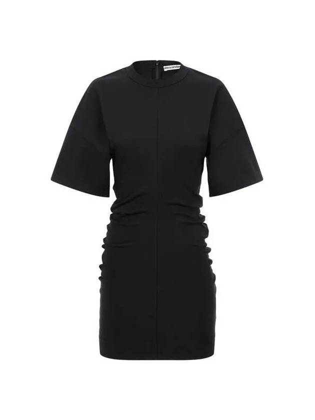 side draped mini dress black - ALEXANDER WANG - BALAAN 1