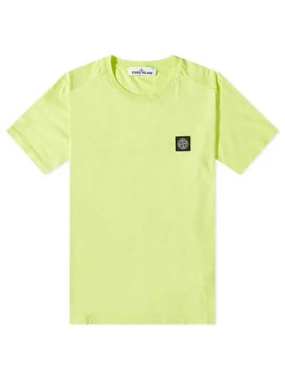 Logo Patch Short Sleeve T-Shirt Neon Yellow - STONE ISLAND - BALAAN 2