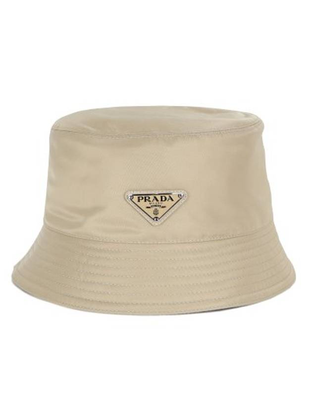 Re-Nylon Triangle Logo Bucket Hat Beige - PRADA - BALAAN 1