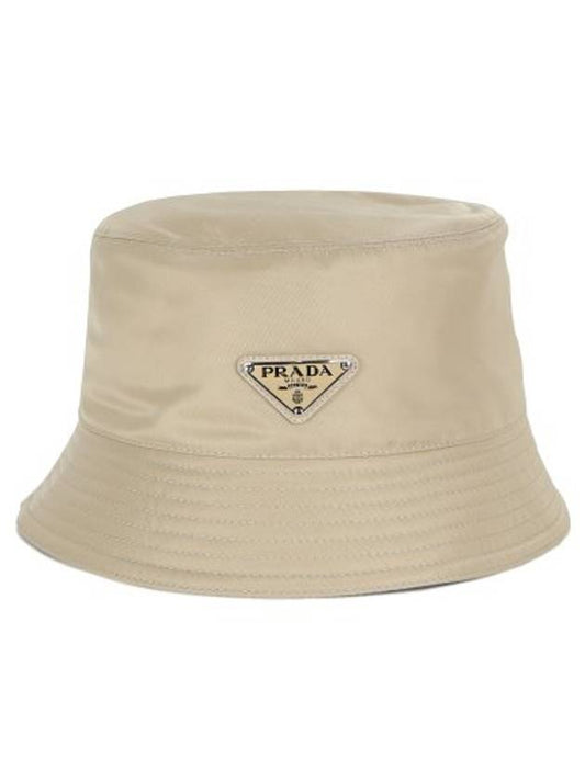 triangle logo re-nylon bucket hat beige - PRADA - BALAAN.