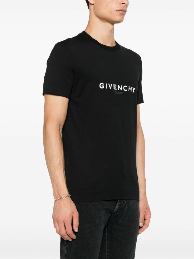 Men's Reverse Logo Round Slim Short Sleeve T-Shirt Black - GIVENCHY - BALAAN 4