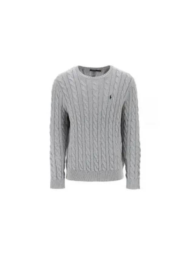 Embroidery Logo Cable Knit Top Grey - POLO RALPH LAUREN - BALAAN 2