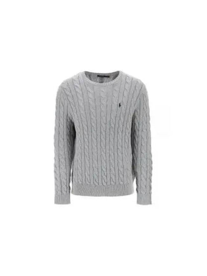 Embroidery Logo Cable Knit Top Grey - POLO RALPH LAUREN - BALAAN 2