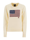 Flag Cotton Crew Neck Knit Top Cream - POLO RALPH LAUREN - BALAAN 1