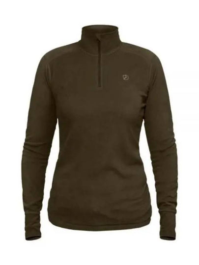 Women's Half Zip Long Sleeve T-Shirt  Dark Olive - FJALL RAVEN - BALAAN 2