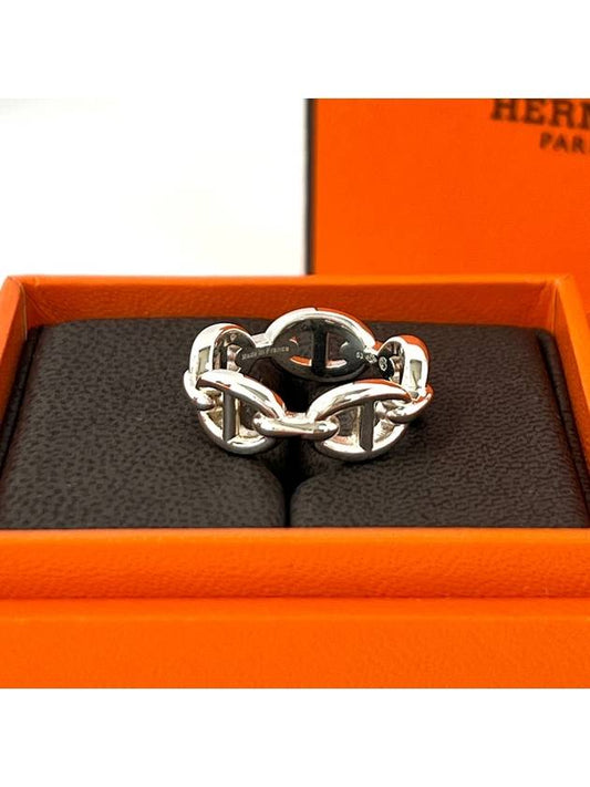 Small Chaine D'Ancre Enchainee Ring Silver - HERMES - BALAAN 2