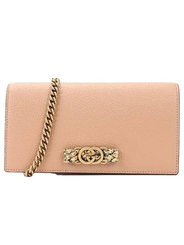 GG Interlocking Leather Chain Long Wallet Pink - GUCCI - BALAAN 5