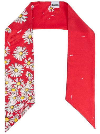 Moschino Silk Scarf With Floral Pattern, Women's, Red - MOSCHINO - BALAAN 1