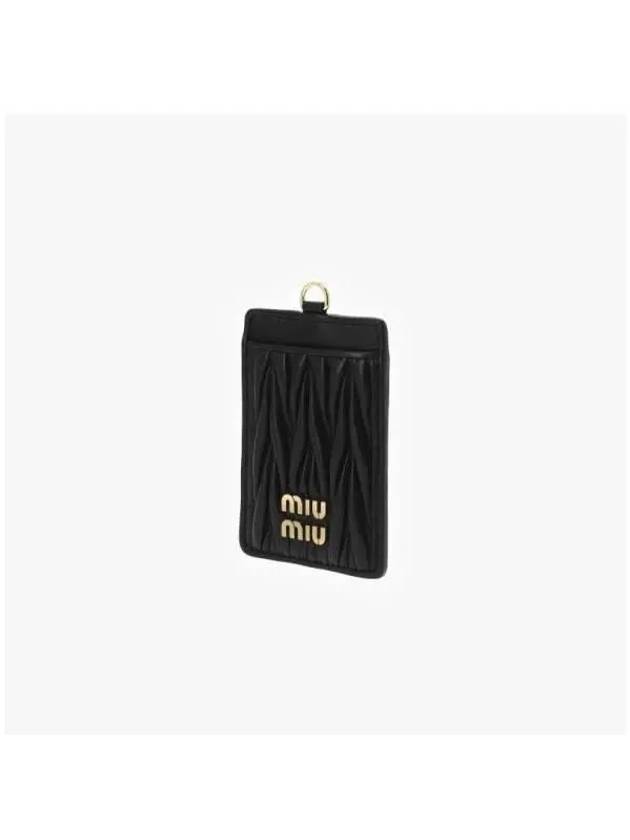 Gold Matelasse Leather Strap Card Wallet Black - MIU MIU - BALAAN 5