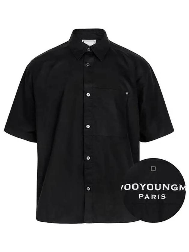 Men s Back Logo Cotton Short Sleeve Shirt Black - WOOYOUNGMI - BALAAN 5