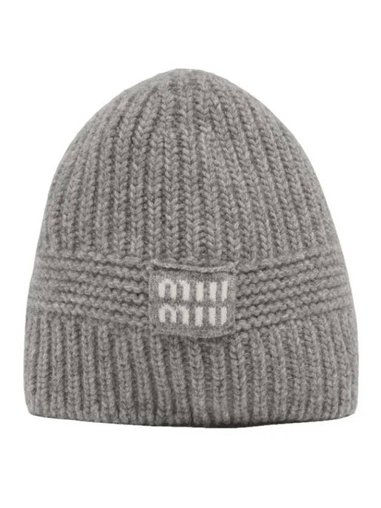 Cashmere Wool Beanie Grey - MIU MIU - BALAAN 1