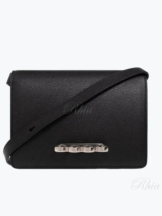 4-Ring Leather Clutch Bag Black - ALEXANDER MCQUEEN - BALAAN 2