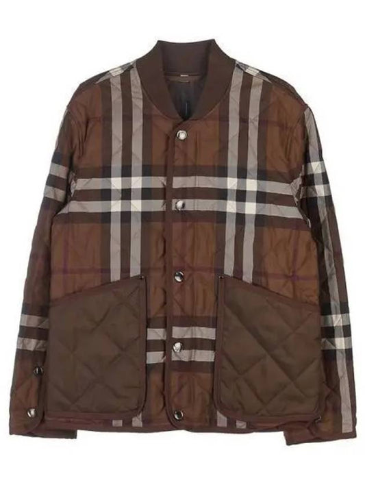 Check Stripe Quilted Bomber Jacket Brown - BURBERRY - BALAAN 2