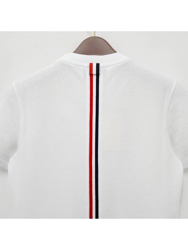 Center Back Stripe Classic Cotton Pique Relaxed Fit Short Sleeve T-Shirt White - THOM BROWNE - BALAAN 7