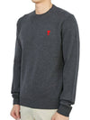 Men's Mini Heart Logo Merino Wool Knit Top Grey - AMI - BALAAN 4