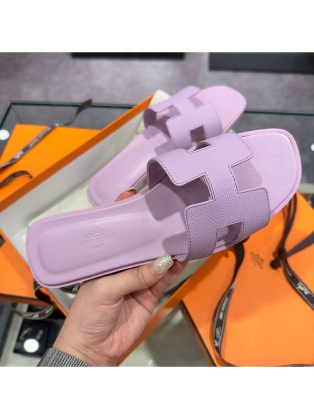 Women's Oran Sandals Calfskin Absong Violet Purple - HERMES - BALAAN 1