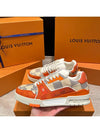 Men's LV Trainer Sneakers Calfskin Damier Orange - LOUIS VUITTON - BALAAN 7