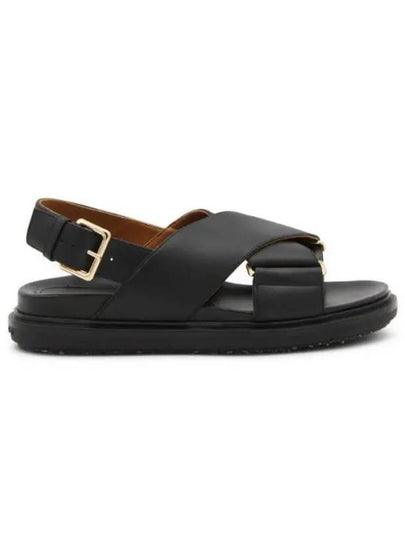 Logo Patch Crossover Sandals Black - MARNI - BALAAN 2