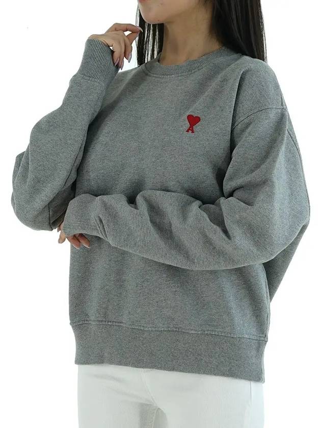 Small Heart Logo Sweatshirt Grey - AMI - BALAAN 3