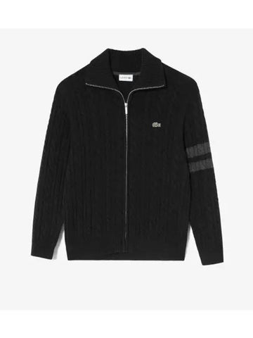 Men s cable zip up cardigan black - LACOSTE - BALAAN 1