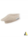 Logo Rib Edge Wool Beret Sand - GANNI - BALAAN 2