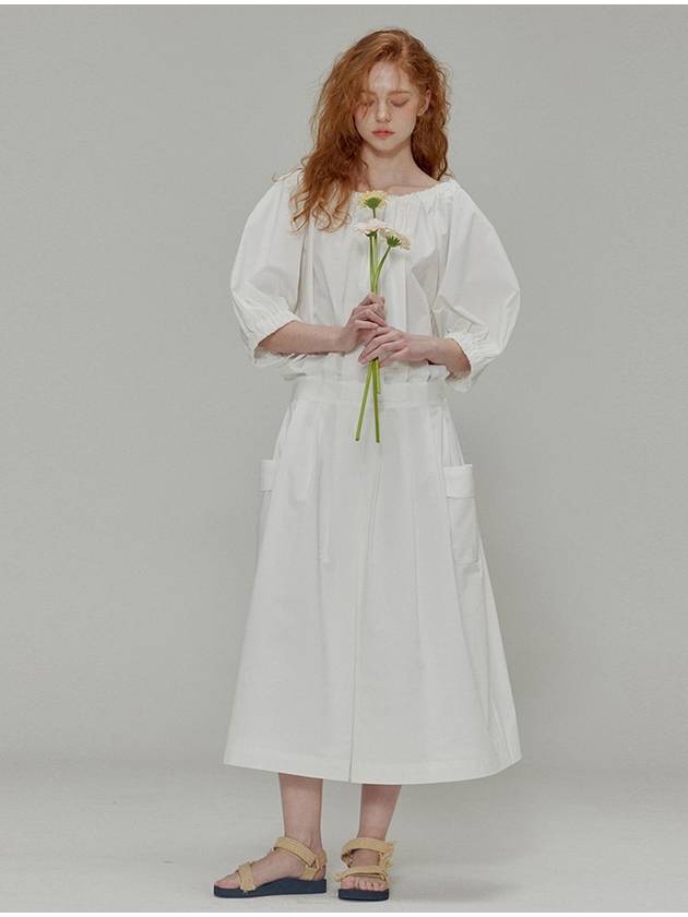 Balloon Searing Pleated Long Dress White - OPENING SUNSHINE - BALAAN 4