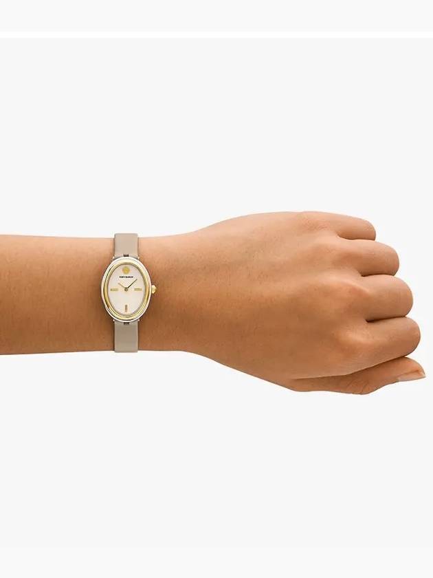 The Oval Leather Strap Watch White - TORY BURCH - BALAAN 4