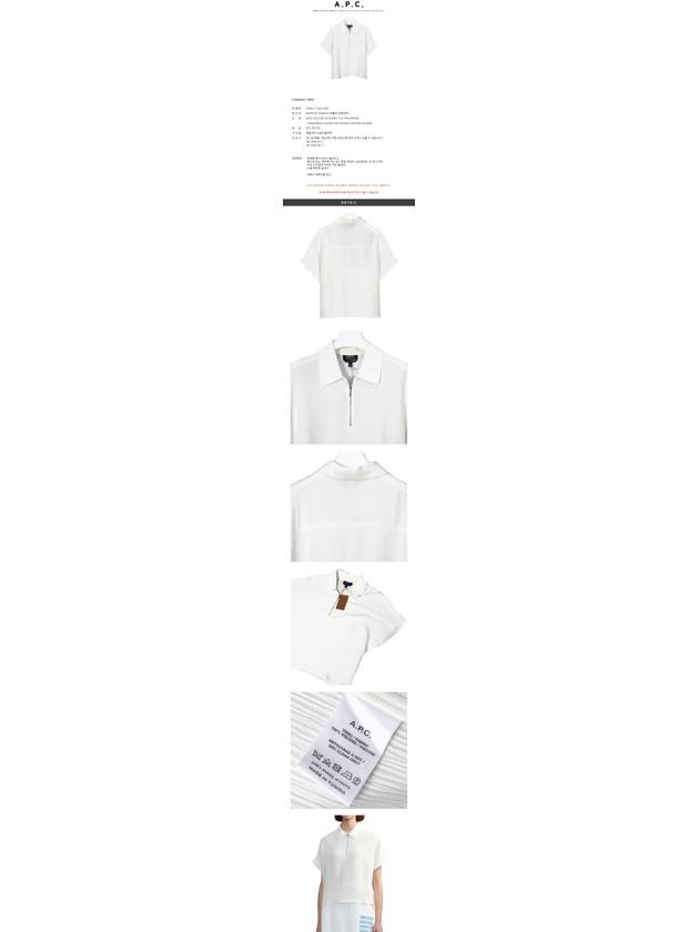 Half Zip-Up Short Sleeve PK Shirt White - A.P.C. - BALAAN 3