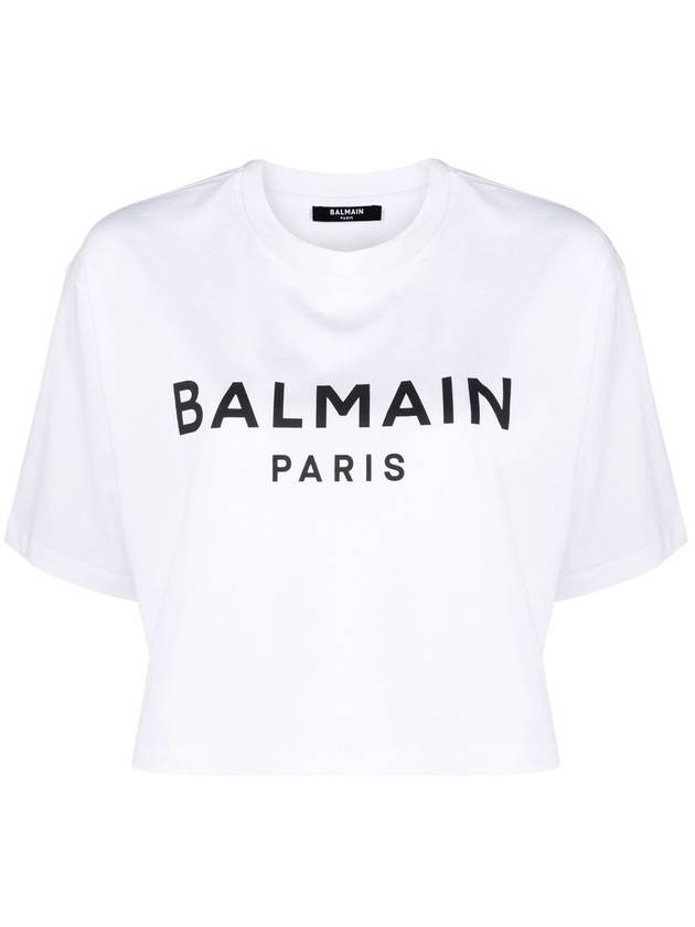 Short Sleeve T-Shirt BF1EE020BB02 GAB BLANC NOIR - BALMAIN - BALAAN 2