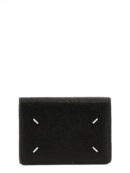 Snap Button Leather Half Wallet Black - MAISON MARGIELA - BALAAN 2