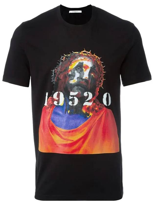 Jesus Print Short Sleeve T-Shirt Black - GIVENCHY - BALAAN 3