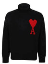 Heart Logo Knit Turtleneck Black - AMI - BALAAN 2