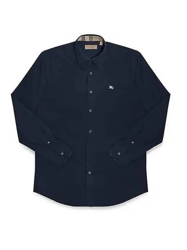 Men s Cambridge Warhorse Embroidery Logo Cotton Long Sleeve Shirt Navy - BURBERRY - BALAAN 1