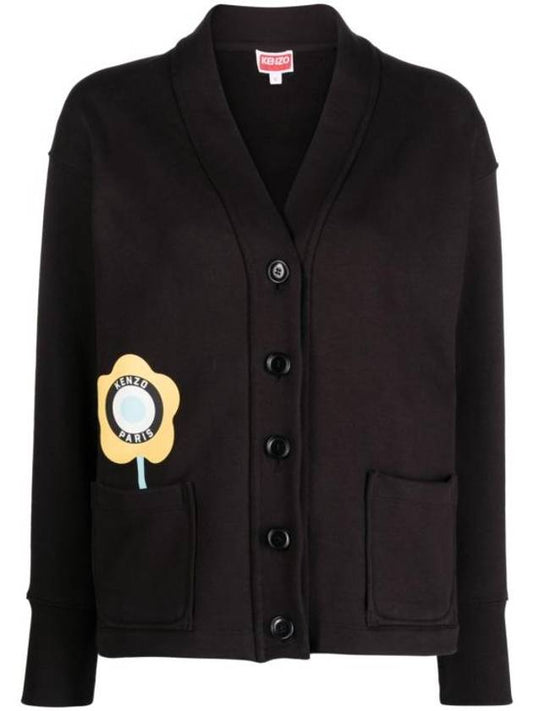 Yellow Target Logo Cardigan Black - KENZO - BALAAN 1