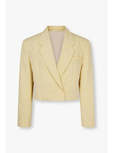 Women s Hidden Snap Button Cropped Jacket Light Yellow - BRUNELLO CUCINELLI - BALAAN 1