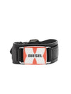 A-Plaque Leather Bracelet Black - DIESEL - BALAAN 1