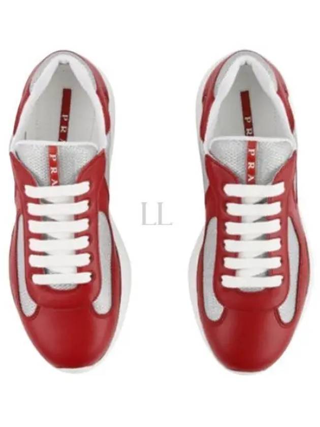 America's Cup Leather Low Top Sneakers Silver Red - PRADA - BALAAN 2