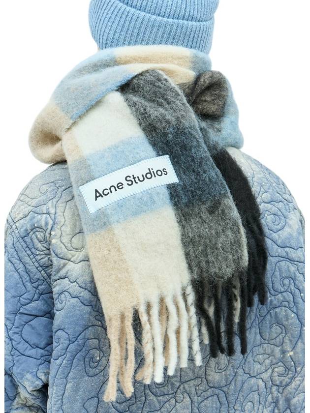 Check Mohair Muffler Blue Beige Black - ACNE STUDIOS - BALAAN 6