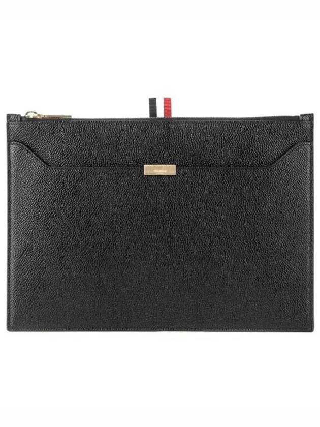 RWB Tab Leather Document Small Clutch Bag Black - THOM BROWNE - BALAAN 2