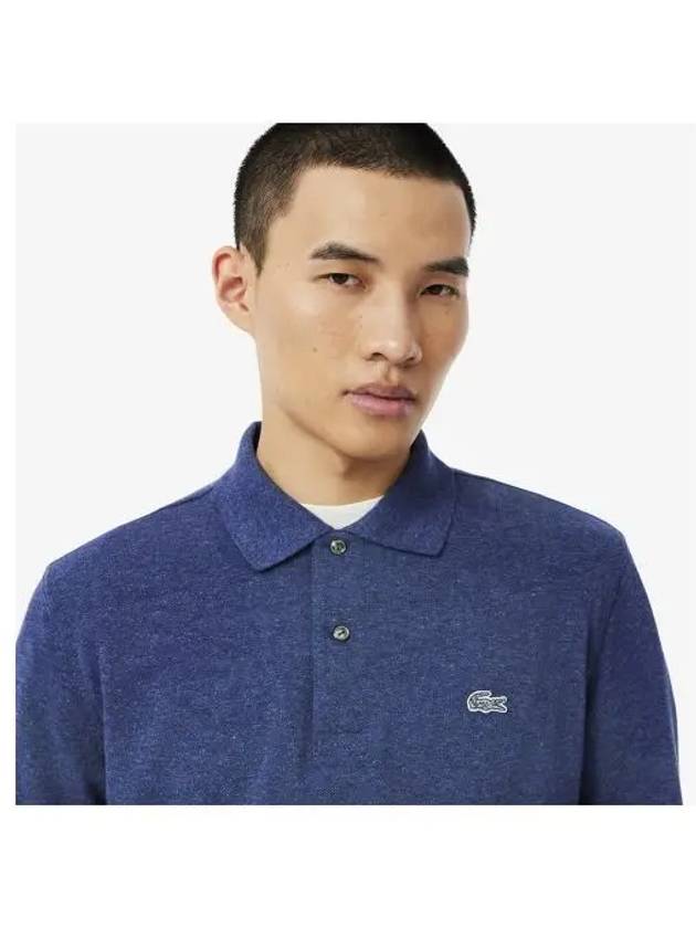 Men s Classic Fit Long Sleeve Melange Polo Blue - LACOSTE - BALAAN 1