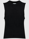 Brushed Alpaca O Neck Vest Knit Top Black - GANNI - BALAAN 2