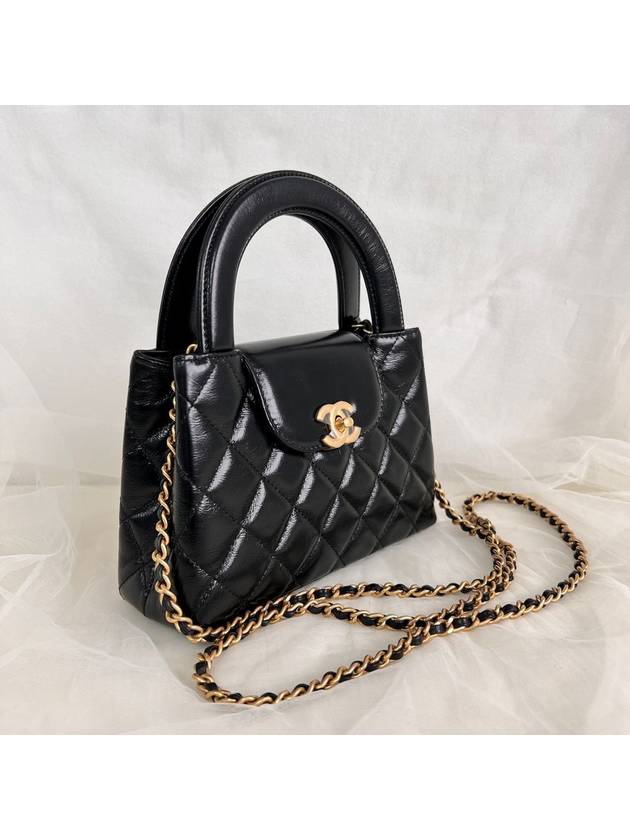 CC Logo Mini Leather Tote Bag Black - CHANEL - BALAAN 3