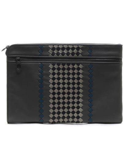 Intrecciato Zipper Clutch Bag Grey - BOTTEGA VENETA - BALAAN 2