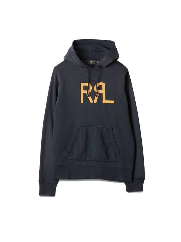 RRL Logo Print Pullover Hoodie Navy - POLO RALPH LAUREN - BALAAN 1