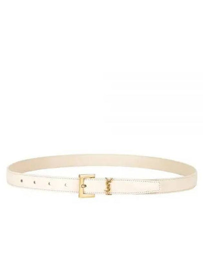 Monogram Square Leather Belt White - SAINT LAURENT - BALAAN 2