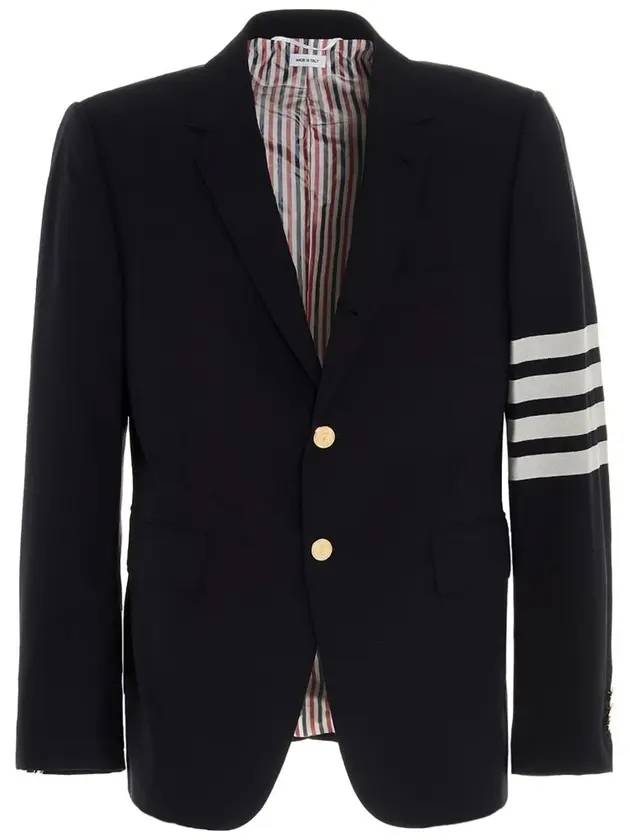 Plain Weave Suiting 4 Bar Classic Sport Jacket Jacket Navy - THOM BROWNE - BALAAN.