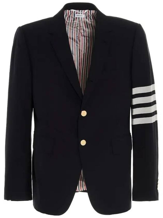 Plain Weave Suiting 4 Bar Classic Sport Jacket Jacket Navy - THOM BROWNE - BALAAN 1