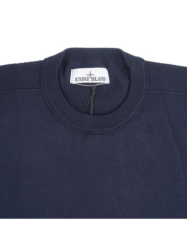 Crewneck Soft Cotton Knit Top Navy - STONE ISLAND - BALAAN 4