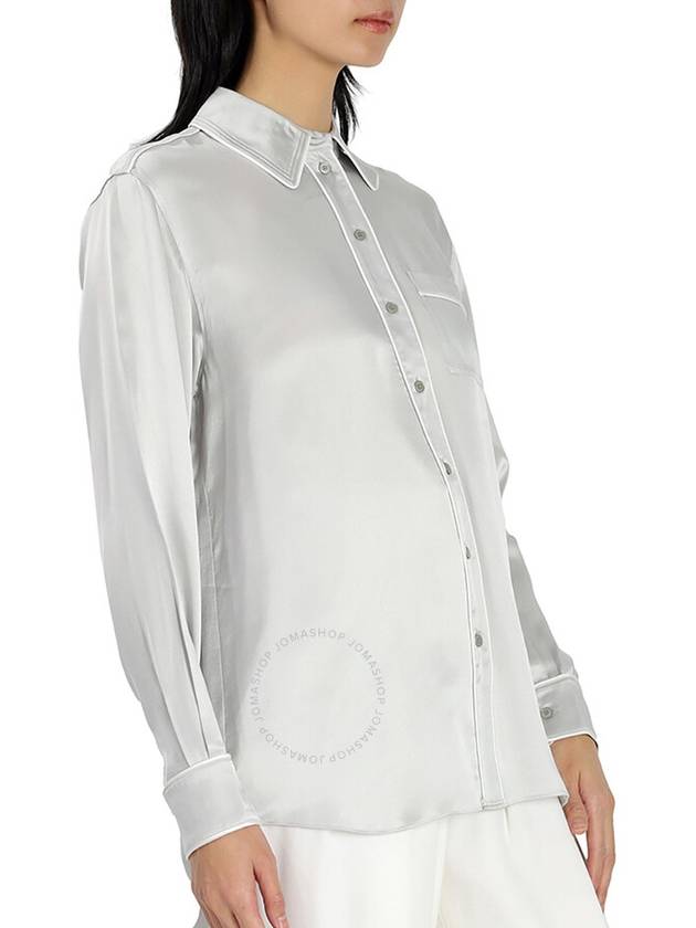 silk satin shirt light gray - BURBERRY - BALAAN 3