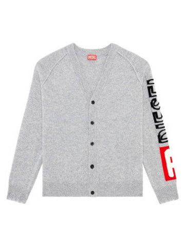 Men s Wool Cardigan Loose Fit K SARRI A130090AJBJ 96X Gray - DIESEL - BALAAN 1